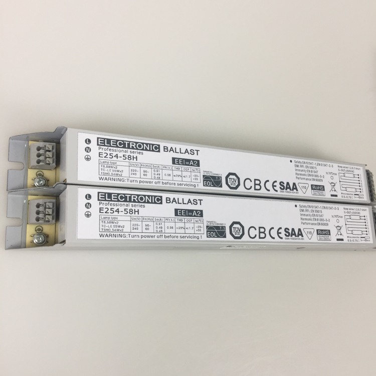 220-240V 2x54-58W مصباح الفلورسنت الصابورة الإلكترونية
